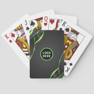 Zwart & Groen Abstract Vloeibaar Design Logo Toe Pokerkaarten