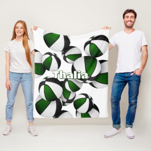 Zwart Groen Basketbal Team Kleuren Sport Decor Fleece Deken