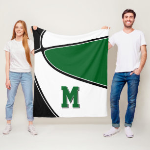zwart groen basketbal teamkleuren jongens meisjes fleece deken