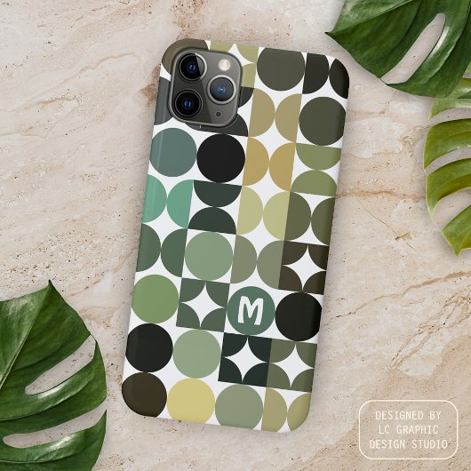 Zwart Groen Beige Bruin Mideeuwse cirkels Patroon Case-Mate iPhone Case