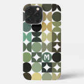 Zwart Groen Beige Bruin Mideeuwse cirkels Patroon iPhone Hoesje (Achterkant)