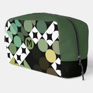 Zwart Groen Beige Bruin Mideeuwse cirkels Patroon Toilettasje