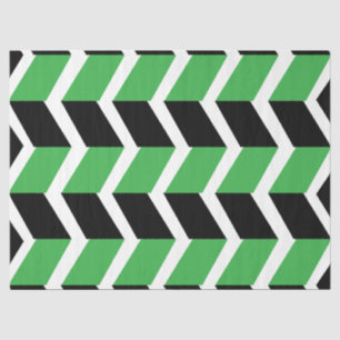 Zwart Groen Chevron Stripe Tissuepapier