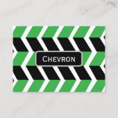 Zwart Groen Chevron Stripe Visitekaartje (Voorkant)