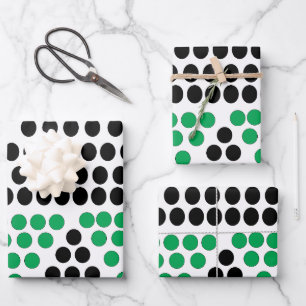 Zwart groen driehoekcirkel geometrisch patroon inpakpapier vel