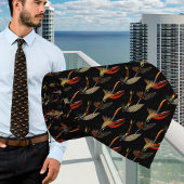 Zwart Groen en Tan Fly Vissen Waterverf Stropdas