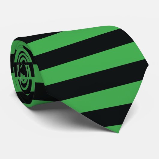 Zwart & Groen Horizontale Strepen Stropdas (Opgerold)