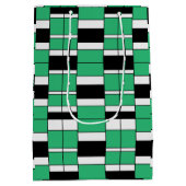 Zwart Groen Midden Eeuw Geometrisch Medium Cadeauzakje (Achterkant)
