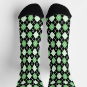Zwart & Groen Naadloos Argyle patroon Sokken (Top)