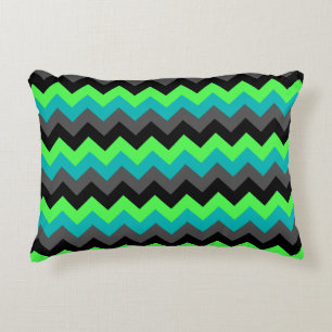 Zwart Groen Ombre Chevrons Accent Kussen