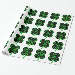 Zwart groen omvergooien met Heart St. Patrick W pa Cadeaupapier