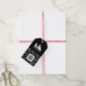 Zwart groen patroon Uw Logo & QR code Cadeaulabel (Met Touw)