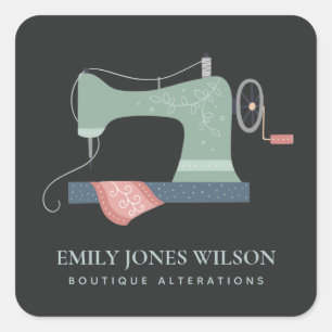 ZWART GROEN PERZIK BLAUW ROZE NAAIMACHINE KLEERMAK VIERKANTE STICKER