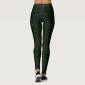 Zwart Groen Polka Dots Patroon Leggings (Achterkant)
