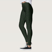Zwart Groen Polka Dots Patroon Leggings (Links)