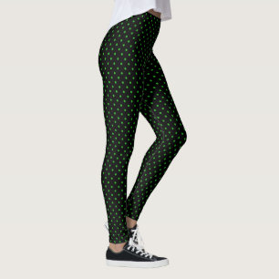 Zwart Groen Polka Dots Patroon Leggings