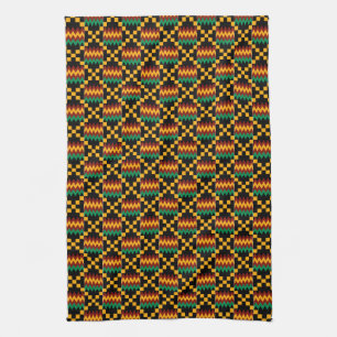 Zwart, groen, rood en geel Kente-doek Theedoek