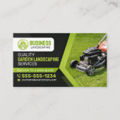 Zwart & Groen Tuin Landscaping Lawn Care Maaien Visitekaartje (Voorkant)