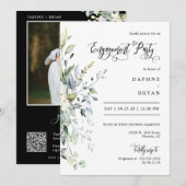 Zwart Groen Verlaat Verlovingsfeest QR Code Foto Kaart (Voorkant / Achterkant)