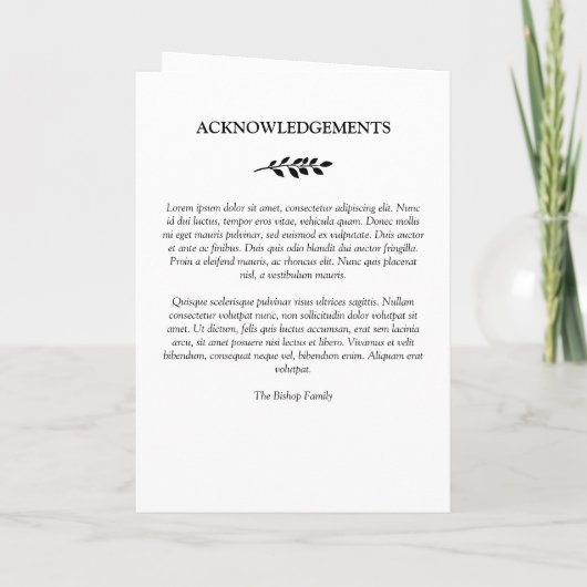 Zwart groen viering van het leven begrafenisprogra programma (Achterkant)