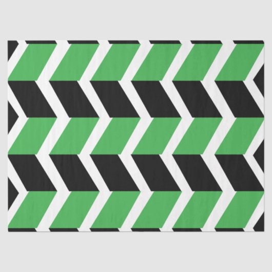 Zwart groene chevronstreep tissuepapier (Voorkant)