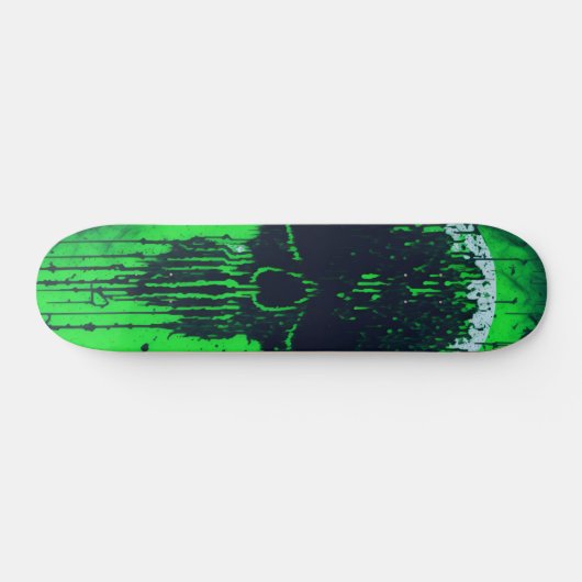 Zwart-groene computer code schedel skateboard (Horizontaal)