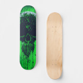 Zwart-groene computer code schedel skateboard (Voorkant)