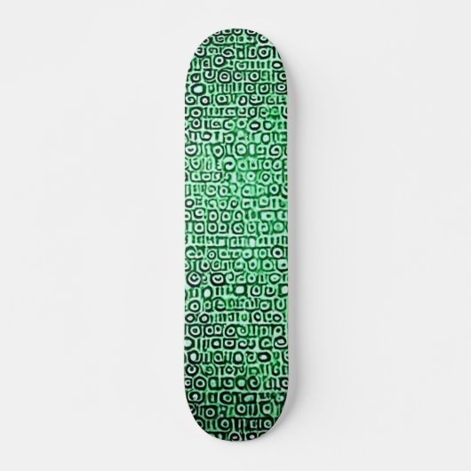 Zwart-groene computercode #1 skateboard (Voorkant)