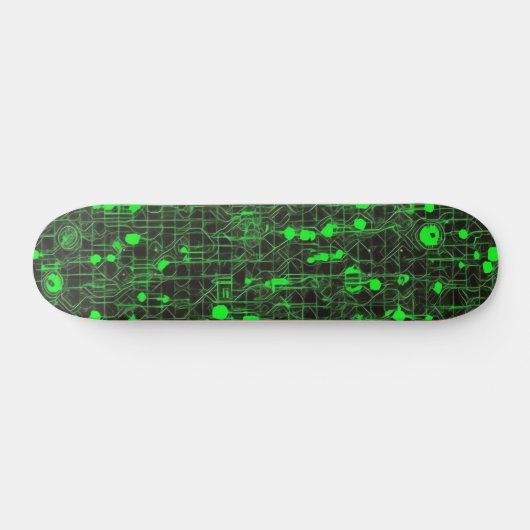 Zwart-groene computercode #5 skateboard (Horizontaal)
