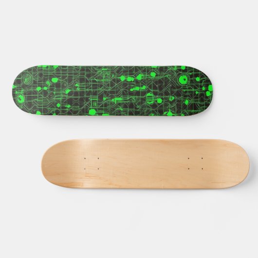 Zwart-groene computercode #5 skateboard (Horizontaal)