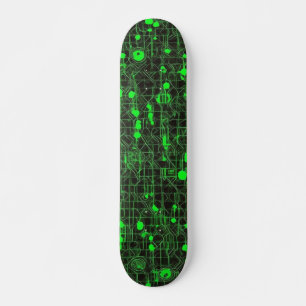 Zwart-groene computercode #5 skateboard