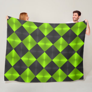 Zwart-groene metallische kijkerpleinen fleece deken