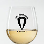 Zwart Groomsman Naam Bruiloft Bachelor Party Wijnglas Zonder Voet