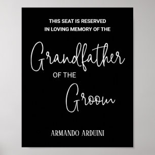 Zwart Grootvader van de bruidegom Memorial bruilof Poster