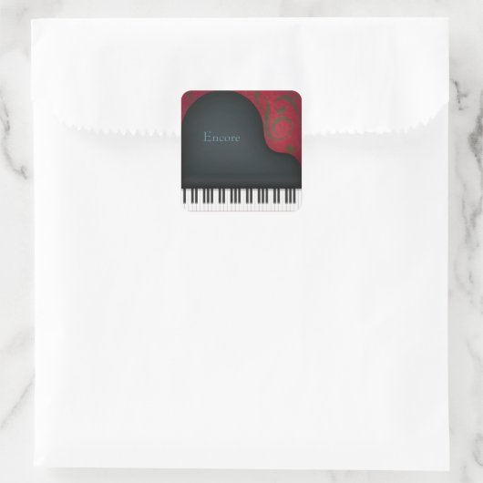 Zwart Grote Piano Elegante Muziek Custom Vierkante Sticker (Tas)