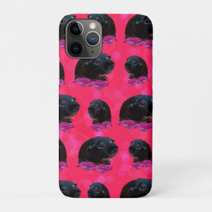 Zwart-Guinea Varkens op roze rozen iPhone 11 Pro Hoesje