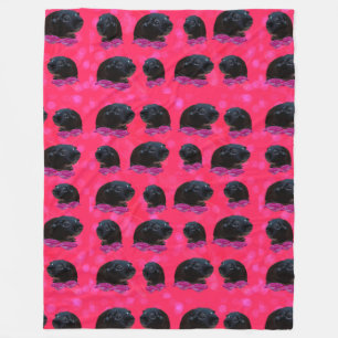 Zwart-Guinea Varkens op roze rozen Fleece Deken