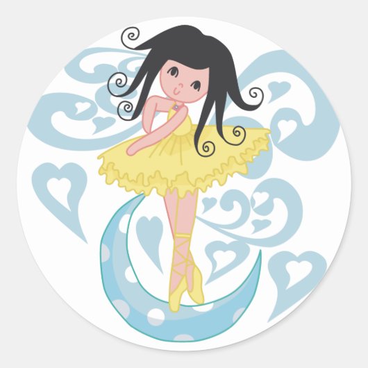 Zwart Haar Ballerina Tshirts en geschenken Ronde Sticker (Voorkant)