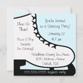 Zwart Haar Meisje Schaatsen Party Uitnodigingen (Achterkant)