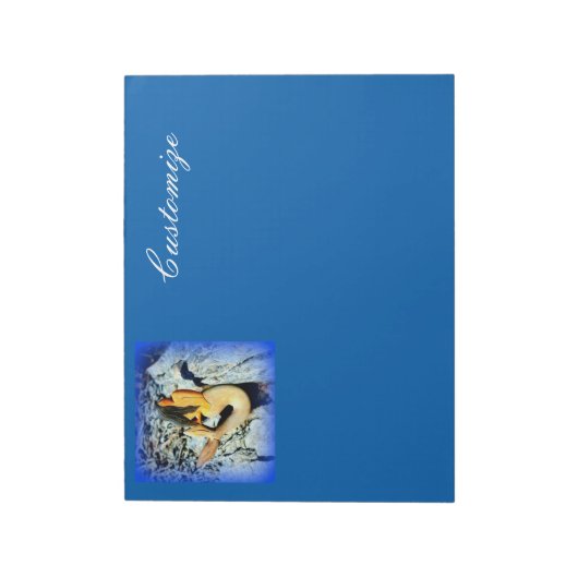 zwart haar zeemeermin blauw aangepast notitieblok (Gedraaid)