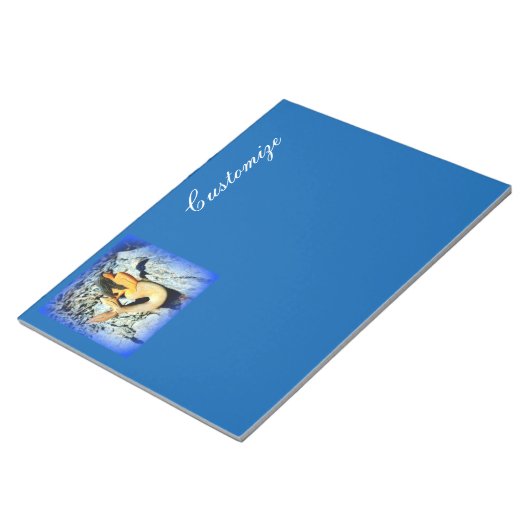 zwart haar zeemeermin blauw aangepast notitieblok (Schuin)