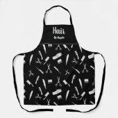 Zwart haarschermafbeelding op maat schort (Voorkant)