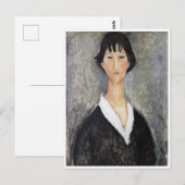 Zwart Haired Jong Meisje, Modigliani Briefkaart (Voorkant / Achterkant)
