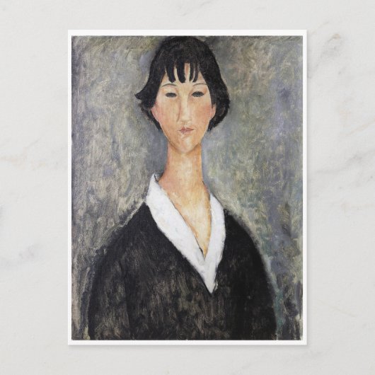 Zwart Haired Jong Meisje, Modigliani Briefkaart (Voorkant)
