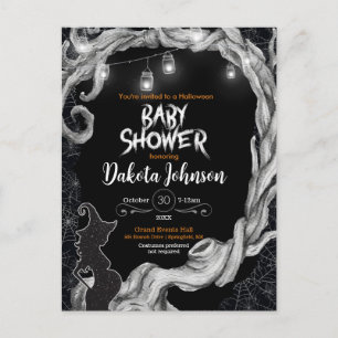 Zwart Halloween Baby shower Invitation Uitnodiging Briefkaart