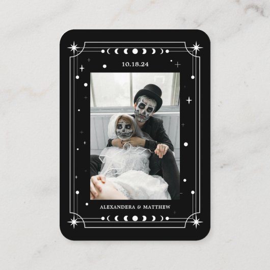 Zwart Halloween Bruiloft RSVP QR Code Informatiekaartje (Achterkant)