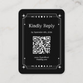 Zwart Halloween Bruiloft RSVP QR Code Informatiekaartje (Voorkant)