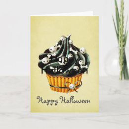 Zwart Halloween Cupcake Kaart