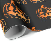 Zwart Halloween Katten en Jack-o-Lantern Patroon Cadeaupapier (Rol Hoek)
