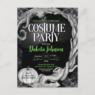 Zwart Halloween Kostuum Party Uitnodiging w / RSVP Briefkaart